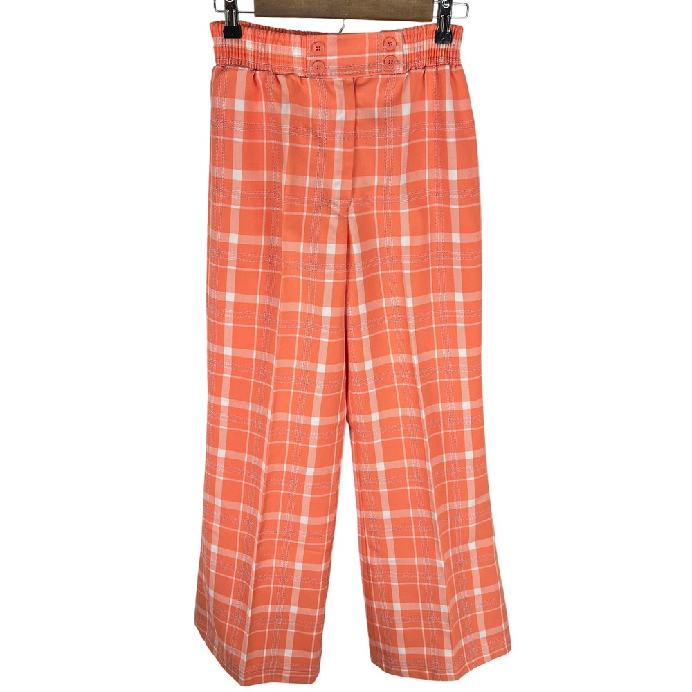 Kmart Orange Plaid High Waisted Straight Leg Trousers Made in Japan Vintage